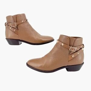 Valentino Tan Rockstud Ankle Boots-Size 36.5